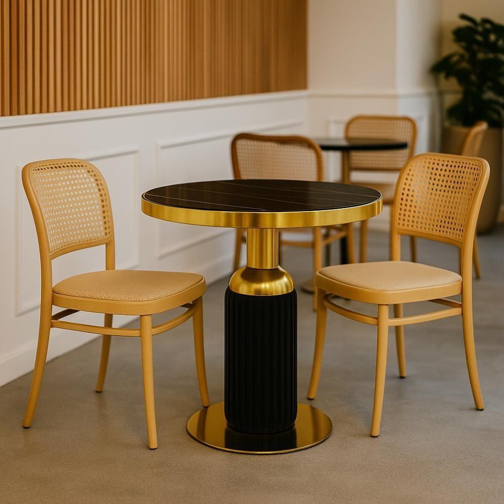 Conjunto Mesa De Jantar Redonda Imperial 70cm Preta Com 2 Cadeiras Roma - Nude - 2