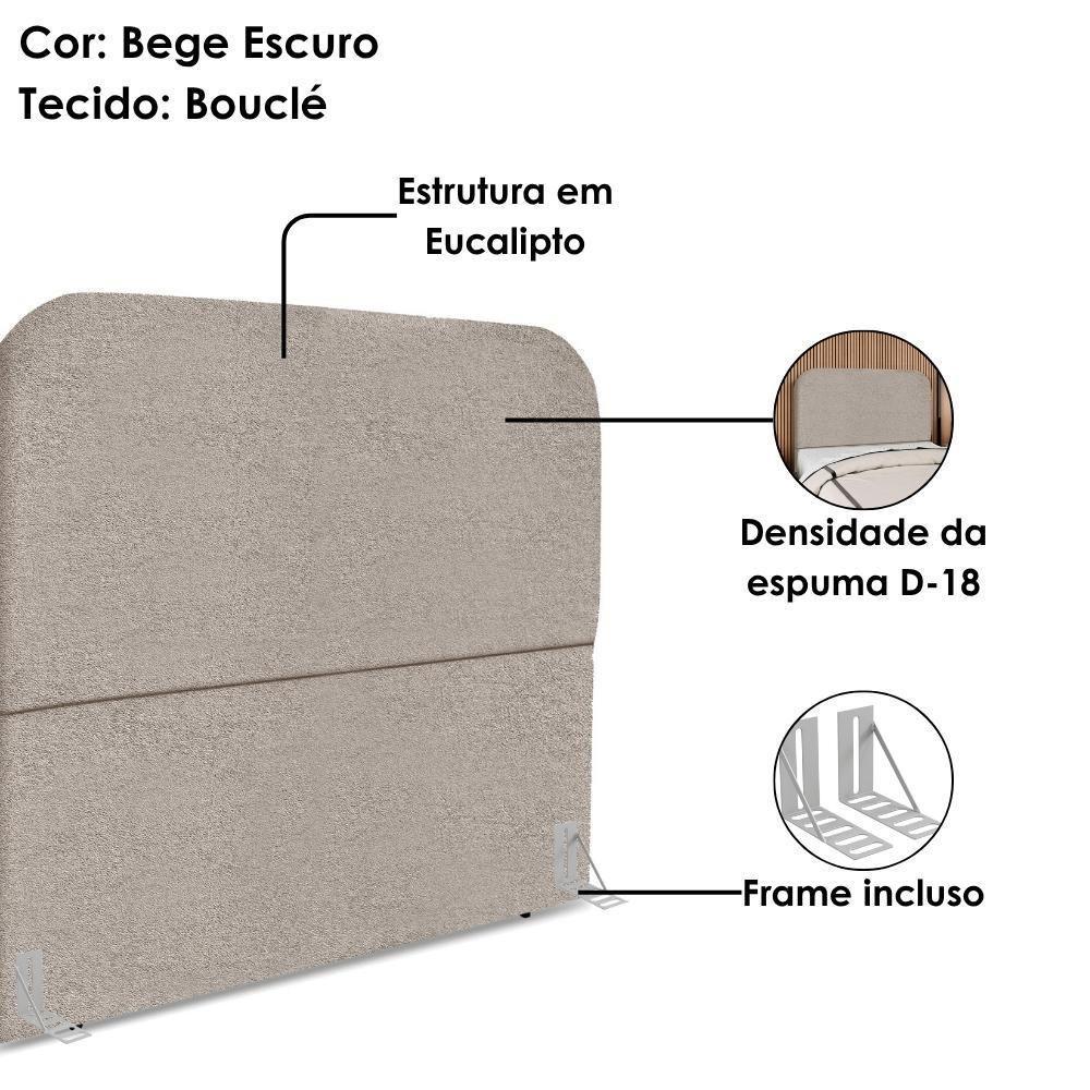 Cabeceira Casal 140 Cm Com Frame Alana Boucle Bege Escuro Artte Bege Escuro - 4