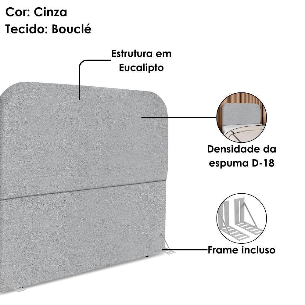 Cabeceira Casal 140 Cm Com Frame Alana Boucle Cinza Artte Cinza - 4