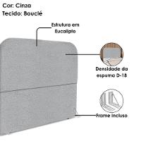 Cabeceira Casal 140 Cm Com Frame Alana Boucle Cinza Artte Cinza