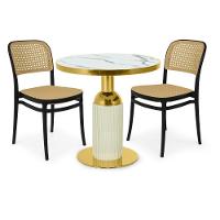 Conjunto Mesa De Jantar Redonda Imperial 70cm Branca Com 2 Cadeiras Roma - Preto - 1