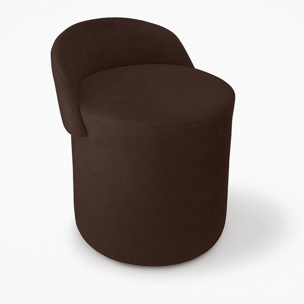 Puff Banco Orgânico Encosto Redondo Sala Estar Quarto Suede Marrom - 2