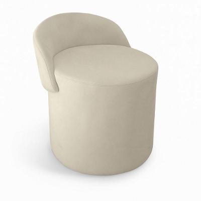 Puff Encosto Confortável Sala Estilo Moderno Redondo Suede Bege