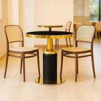 Conjunto Mesa De Jantar Redonda Imperial 70cm Preta Com 2 Cadeiras Roma - Marrom - 2