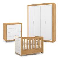 Quarto De Bebe 4 Portas Tutto New Com Capitonê New Boucle E Gaveteiro Freijó - Matic - 1