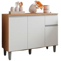 Balcao Com Tampo 105 Cm Vanessa Amendoa Branco Reajl Moveis Amendoa Branco - 1