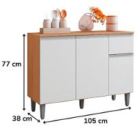 Balcao Com Tampo 105 Cm Vanessa Amendoa Branco Reajl Moveis Amendoa Branco - 3