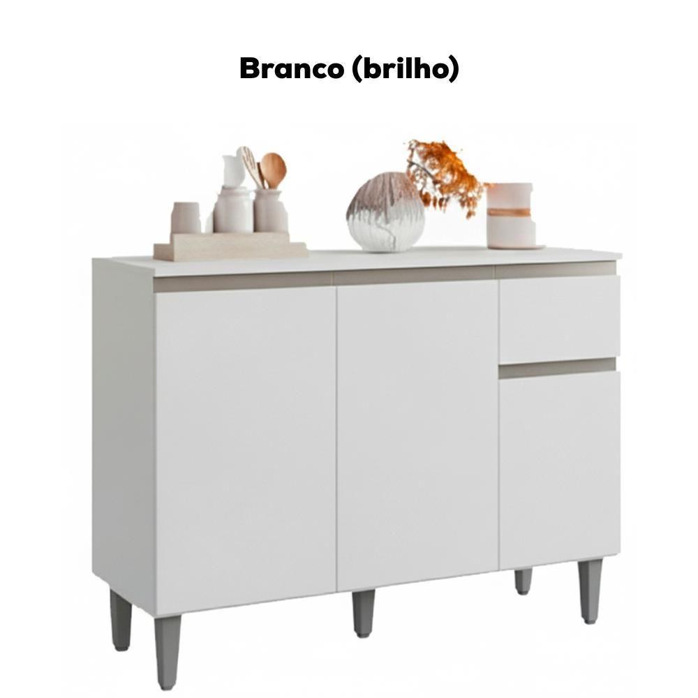 Balcao Com Tampo 105 Cm Vanessa Branco Reajl Moveis Branco - 4