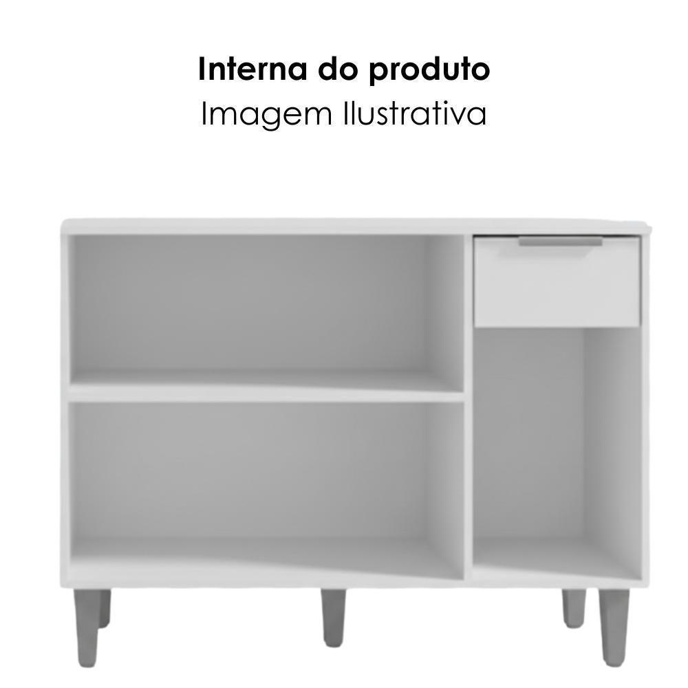 Balcao Com Tampo 105 Cm Vanessa Branco Reajl Moveis Branco - 5