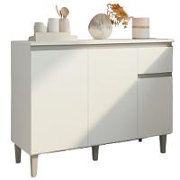 Balcao Com Tampo 105 Cm Vanessa Branco Reajl Moveis Branco - 1