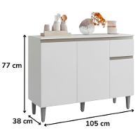 Balcao Com Tampo 105 Cm Vanessa Branco Reajl Moveis Branco - 3