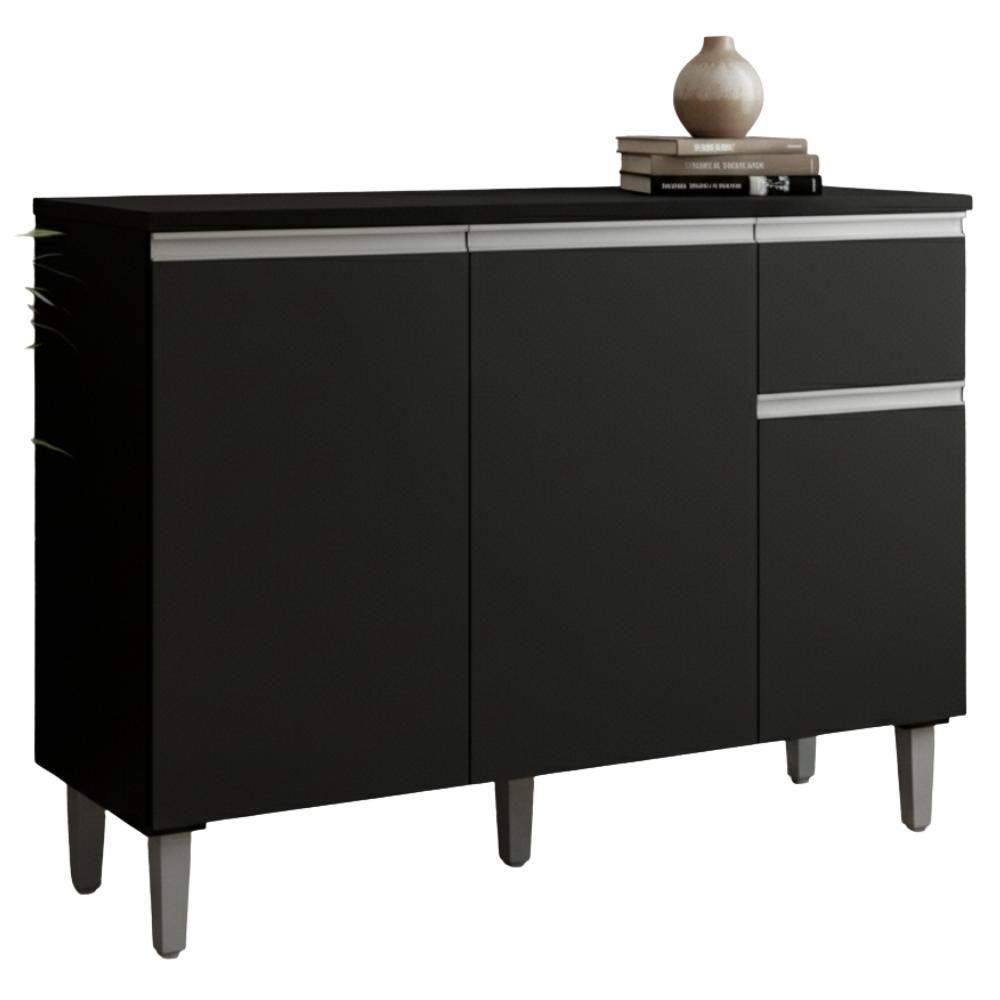 Balcao Com Tampo 105 Cm Vanessa Preto Reajl Moveis Preto - 1