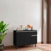 Balcao Com Tampo 105 Cm Vanessa Preto Reajl Moveis Preto - 6