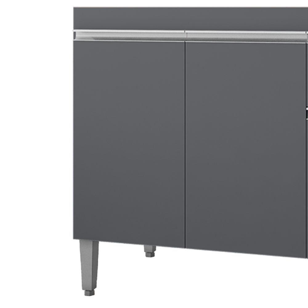 Balcao Para Pia Sem Tampo 95 Cm Tatiane Cinza Reajl Móveis Cinza - 3