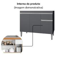 Balcao Para Pia Sem Tampo 95 Cm Tatiane Cinza Reajl Móveis Cinza - 2