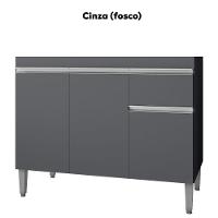 Balcao Para Pia Sem Tampo 95 Cm Tatiane Cinza Reajl Móveis Cinza - 7