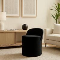 Puff Banco Orgânico Encosto Redondo Sala Estar Quarto Suede Preto - 1