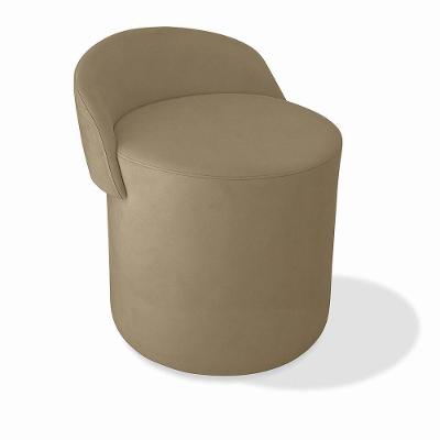 Puff Encosto Confortável Sala Estilo Moderno Redondo Suede Capuccino