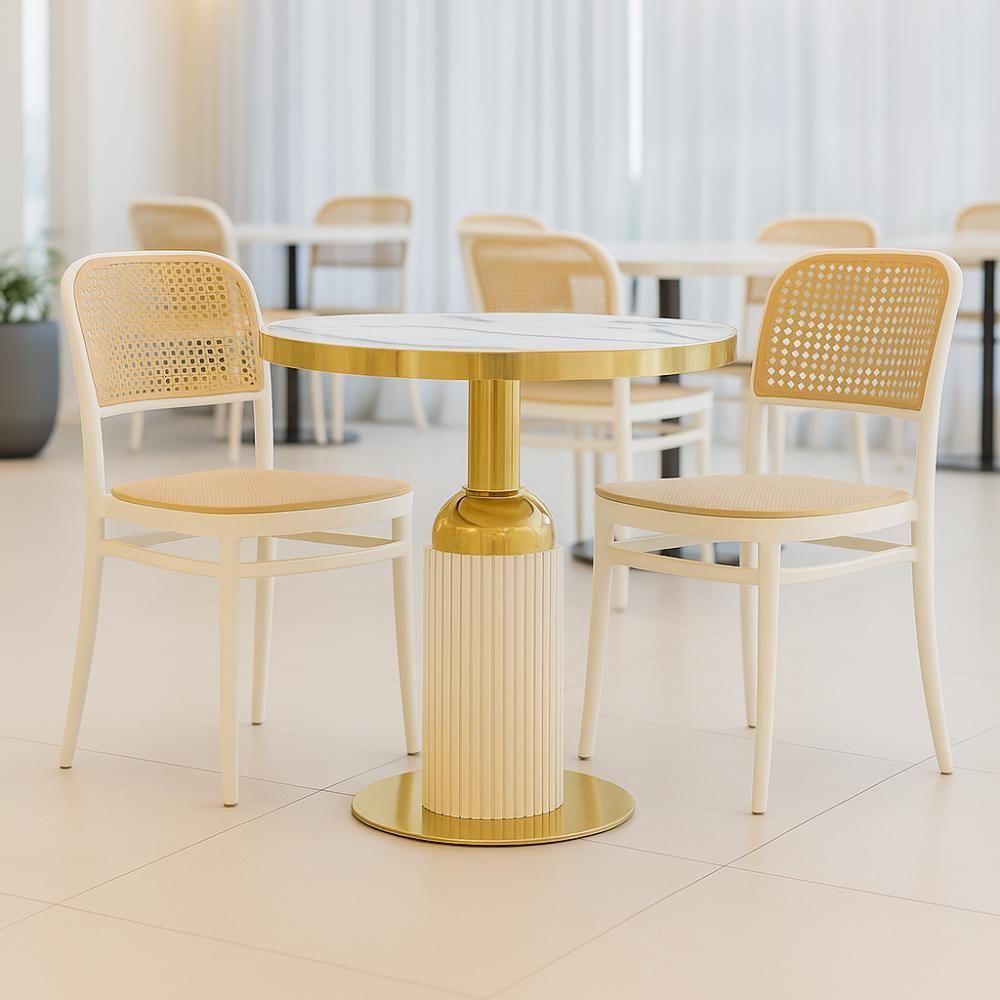 Conjunto Mesa De Jantar Redonda Imperial 70cm Branca Com 2 Cadeiras Roma - Branco - 2