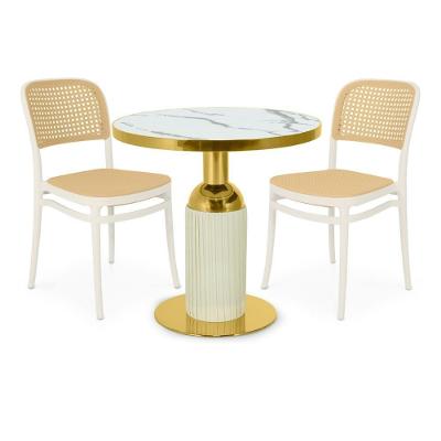 Conjunto Mesa De Jantar Redonda Imperial 70cm Branca Com 2 Cadeiras Roma - Branco