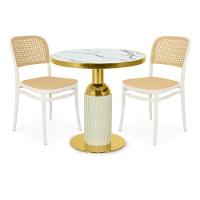 Conjunto Mesa De Jantar Redonda Imperial 70cm Branca Com 2 Cadeiras Roma - Branco - 1