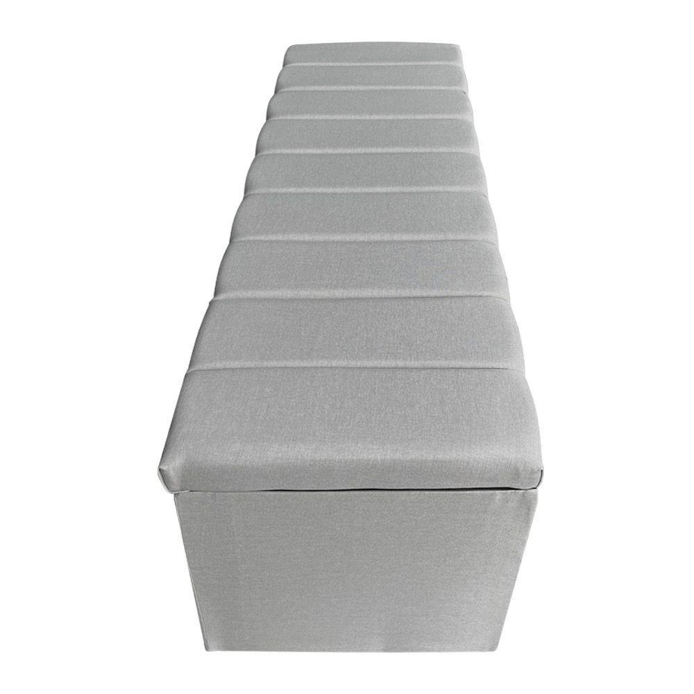 Calçadeira Baú Casal King 1,95m Londres Linho Cinza Dal Poz Estofados - 4