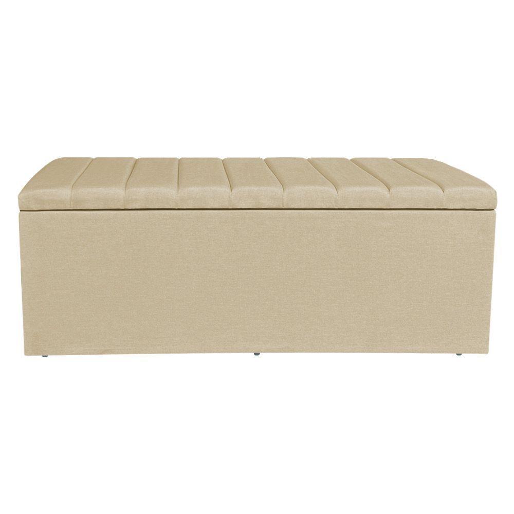 Calçadeira Baú Casal Queen 1,60m Londres Linho Dourado Dal Poz Estofados - 5