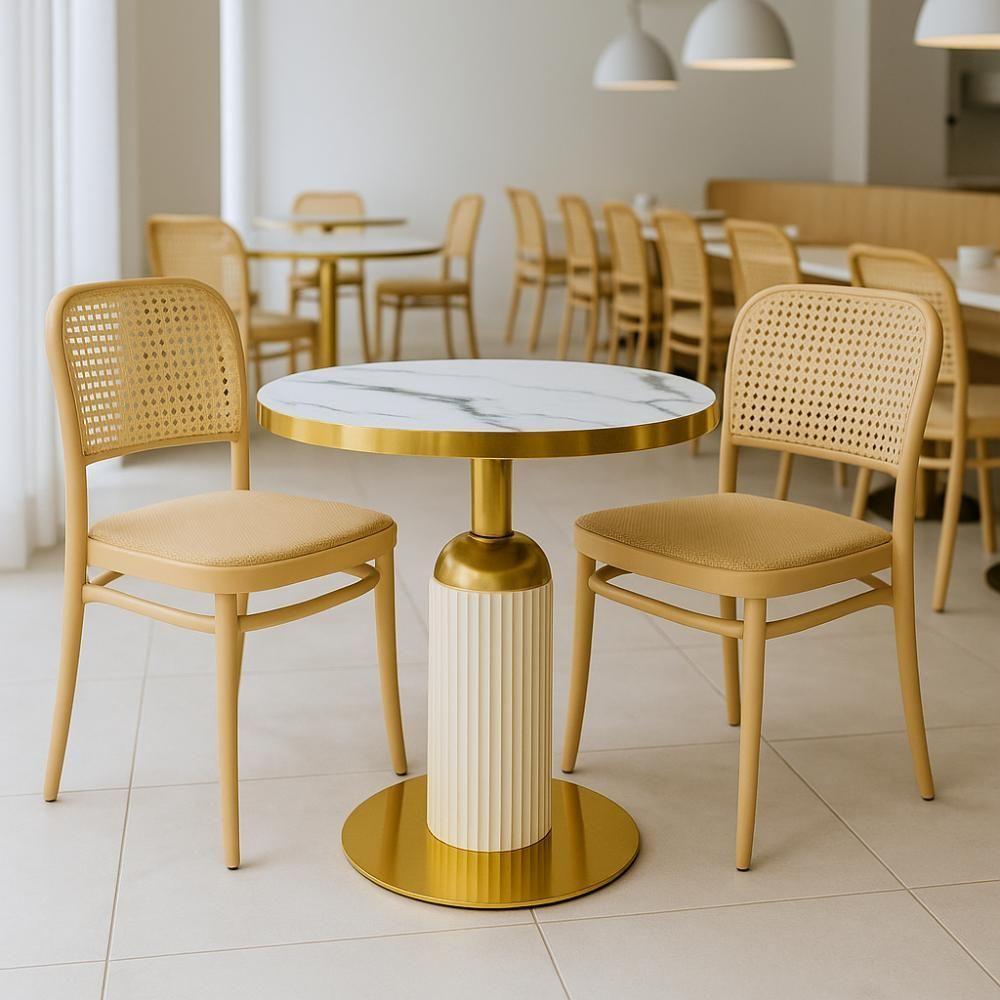 Conjunto Mesa De Jantar Redonda Imperial 70cm Branca Com 2 Cadeiras Roma - Nude - 2