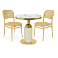 Conjunto Mesa De Jantar Redonda Imperial 70cm Branca Com 2 Cadeiras Roma - Nude - 1