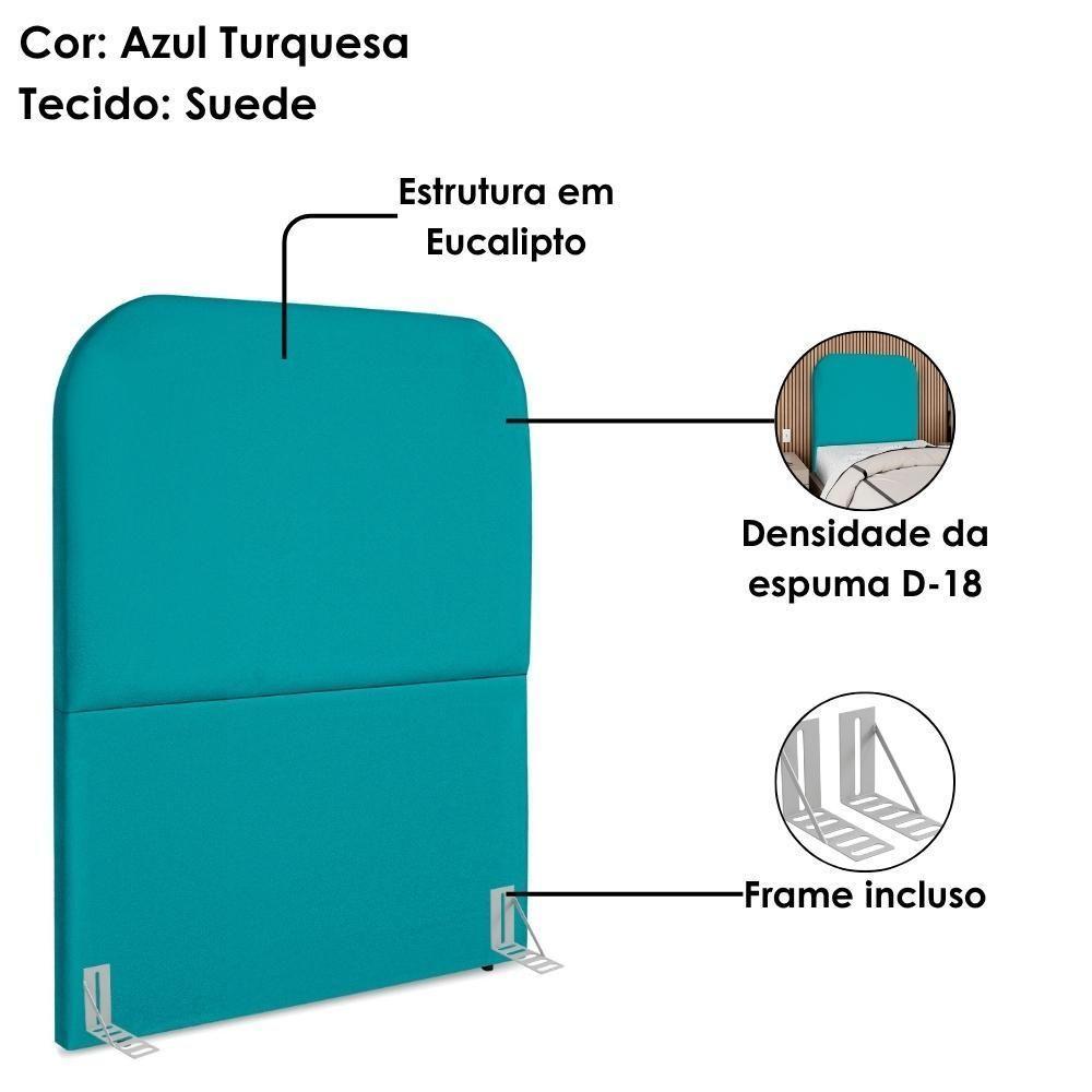 Cabeceira Solteiro 100 Cm Com Frame Alana Suede Azul Turquesa Artte Azul Turquesa - 4