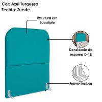Cabeceira Solteiro 100 Cm Com Frame Alana Suede Azul Turquesa Artte Azul Turquesa