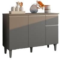 Balcao Com Tampo 105 Cm Vanessa Cinza Reajl Moveis Cinza - 1