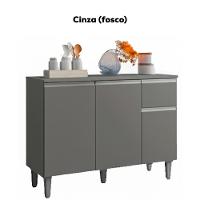 Balcao Com Tampo 105 Cm Vanessa Cinza Reajl Moveis Cinza