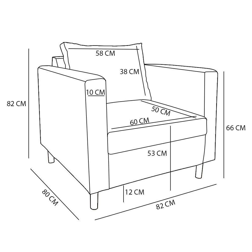 Kit 2 Poltronas Decorativa Helena Linho Cinza Dal Poz Estofados - 7