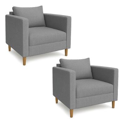 Kit 2 Poltronas Decorativa Helena Linho Cinza Dal Poz Estofados