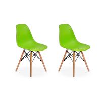 Conjunto 2 Cadeiras Charles Eames Eiffel Wood Base Madeira Verde - 1