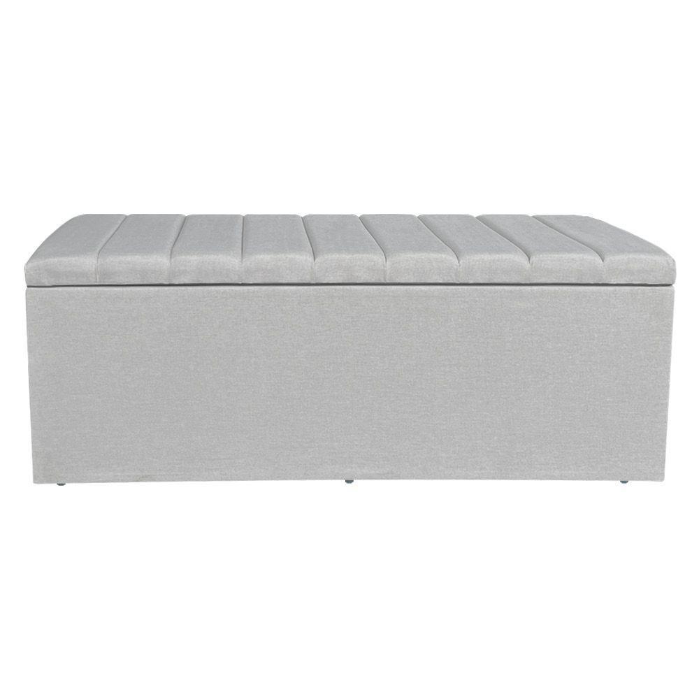 Calçadeira Baú Solteiro 0,90m Londres Linho Cinza Dal Poz Estofados - 5