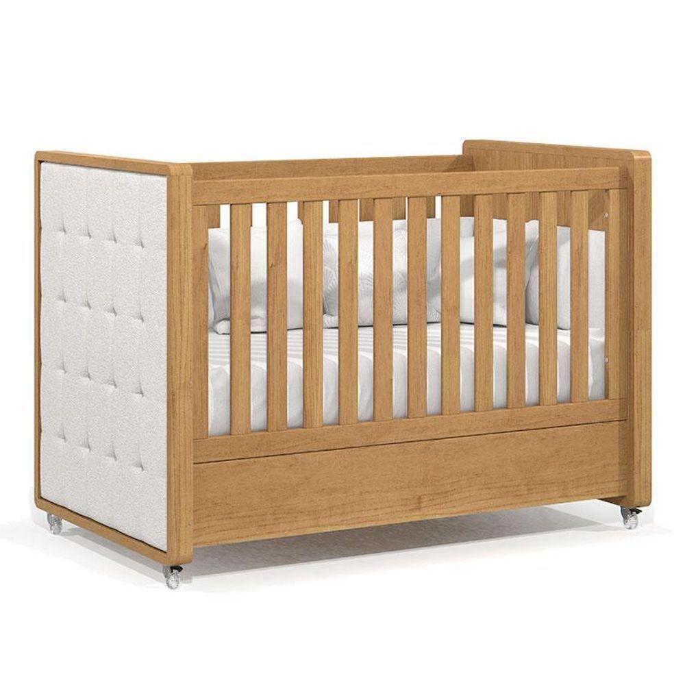 Berço Americano Com Capitonê New Boucle E Cômoda Gaveteiro Infantil Tutto New Freijó E Colchão Ortobom - Matic - 2