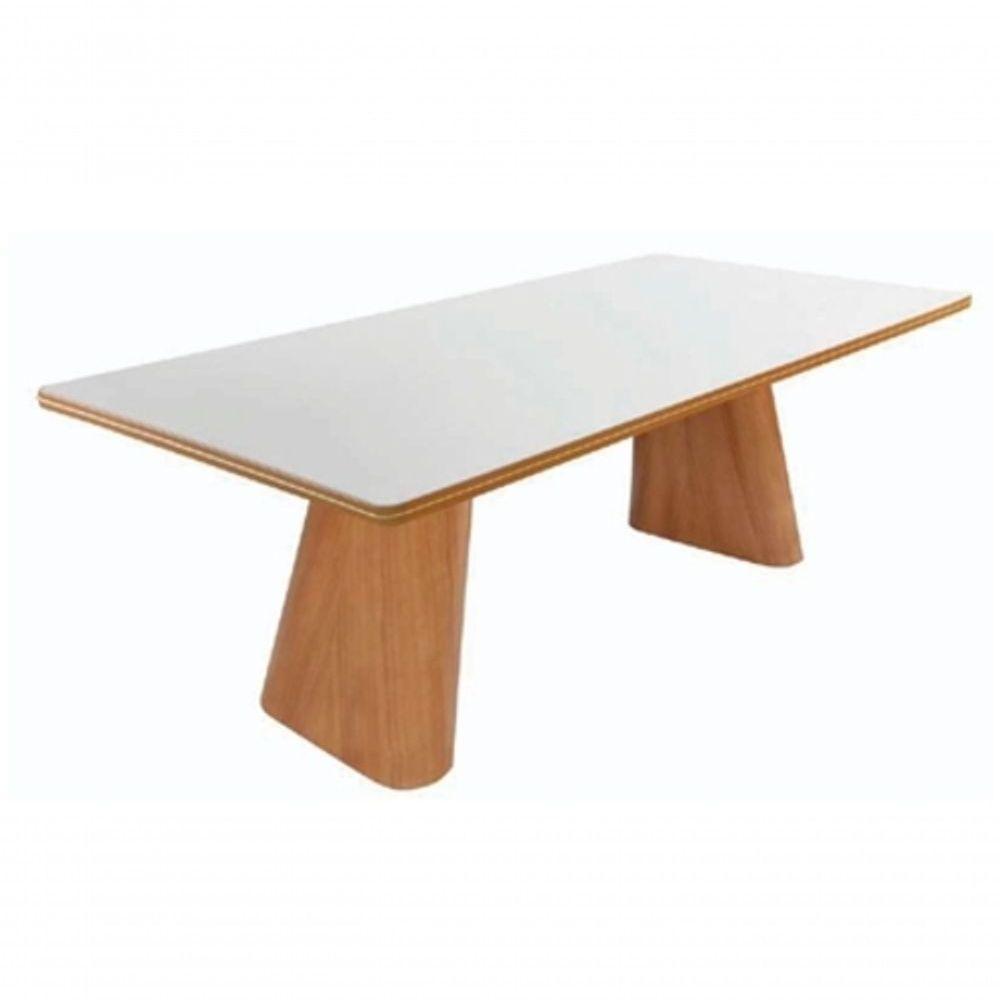 Mesa De Jantar Retangular Com Vidro 2,00m X 1,00m- Eloá - Gold Salas - 1