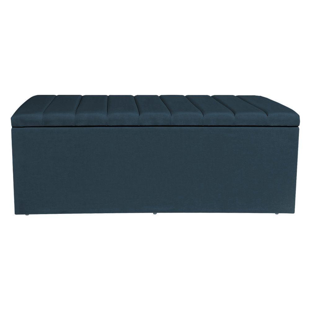 Calçadeira Baú Casal King 1,95m Londres Suede Azul Marinho Dal Poz Estofados - 2