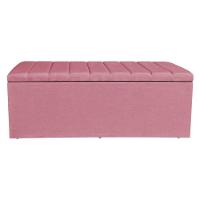 Calçadeira Baú Casal Queen 1,60m Londres Veludo Rosa Dal Poz Estofados - 3