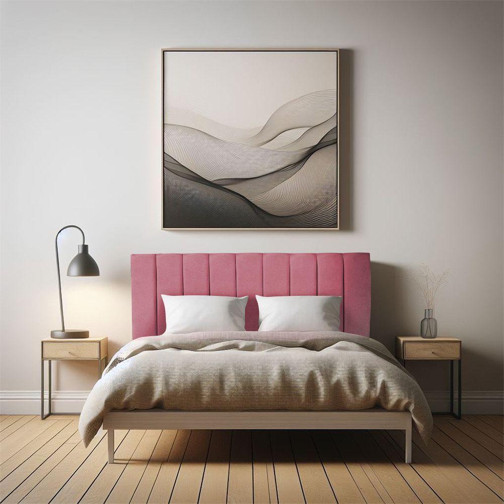 Cabeceira Painel Casal King 1,95m Londres Veludo Rosa Dal Poz Estofados - 1