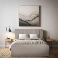 Kit Cabeceira Painel E Calçadeira Baú Casal Queen 1,60m Londres Linho Capuccino Dal Poz Estofados - 2