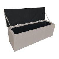 Kit Cabeceira Painel E Calçadeira Baú Casal King 1,95m Londres Linho Capuccino Dal Poz Estofados - 6