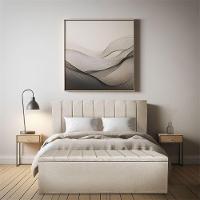Kit Cabeceira Painel E Calçadeira Baú Casal Queen 1,60m Londres Suede Bege Dal Poz Estofados - 2