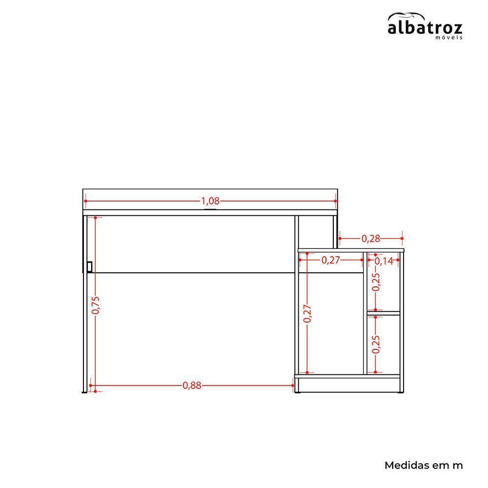 Mesa Gamer Play Com 2 Nichos Albatroz Preto - 6