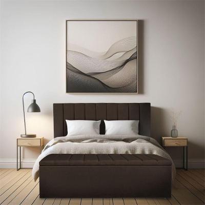 Calçadeira Baú Casal 1,40m Londres Suede Marrom Dal Poz Estofados