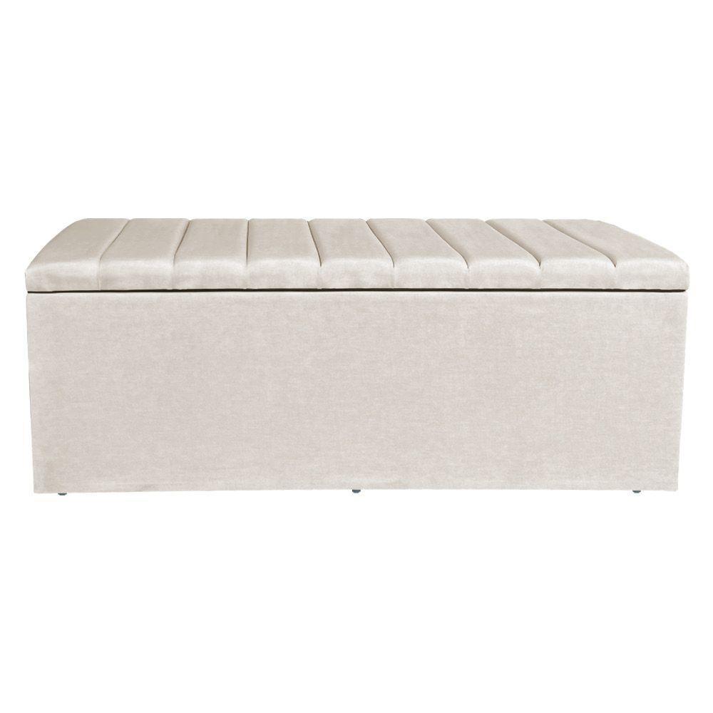 Calçadeira Baú Casal King 1,95m Londres Suede Bege Dal Poz Estofados - 3