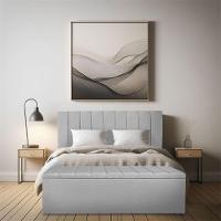 Kit Cabeceira Painel E Calçadeira Baú Solteiro 0,90m Londres Linho Cinza Dal Poz Estofados - 2