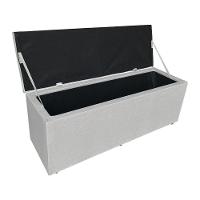 Kit Cabeceira Painel E Calçadeira Baú Solteiro 0,90m Londres Linho Cinza Dal Poz Estofados - 6